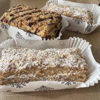 Miracles From Honey - Two napoleons and a slab of honey cake. - Bakeries Near Me - Long Beach, California
