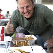 Photo of Tioga Gas Mart & Whoa Nellie Deli - Lee Vining, CA, United States. Fish tacos, carrot cake, burger and a happy camper!