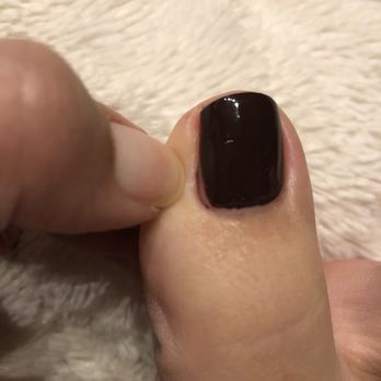 Glossy Nails - So much polish seeped down. I gave up. So ugly. - Nail Salons Near Me - Rocklin, California