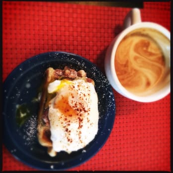 Shaky Alibi - Yum: Savory Black Forest Ham with Swiss Gruyere Cheese and medium poached egg. - Coffee & Tea Near Me - Los Angeles, California Shaky Alibi - Yum: Savory Black Forest Ham with Swiss Gruyere Cheese and medium poached egg. - Coffee & Tea Near Me - Los Angeles, California