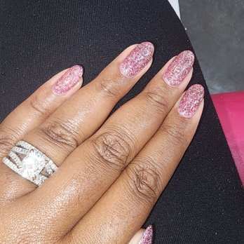 Varnish Lab - Tiger Eye polish with Hard Gel (the color and glitter changes when you use flash/light) - Nail Salons Near Me - Playa Vista, California