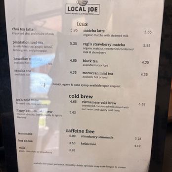 Local Joe - Menu - Coffee & Tea Near Me - Ewa Beach, Hawaii