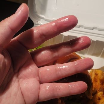 Da Burger Wing Hub - My oil slicked hand - Burgers Near Me - Wahiawa, Hawaii Da Burger Wing Hub - My oil slicked hand - Burgers Near Me - Wahiawa, Hawaii