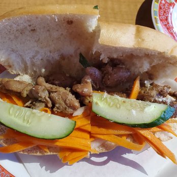 Pho Viet - BBQ Chicken Sandwich - Mini French Bread, Pickled Carrots & Daikon Cucumber, Cilantro, Asian Soy Sauce. ($9.75) - Vietnamese Near Me - Honolulu, Hawaii