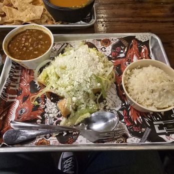 El Taco H - Chicken Flautas, Cilantro Lime Rice, & Charro Beans - Tacos Near Me - Denton, Texas El Taco H - Chicken Flautas, Cilantro Lime Rice, & Charro Beans - Tacos Near Me - Denton, Texas