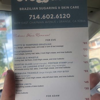 Eve & Adam Sugaring Studio - services and pricing - Sugaring Near Me - Orange, California