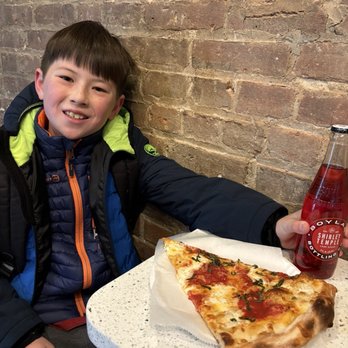 Little Pizza Parlor - Everett with a marg slice and a soda - Pizza Near Me - Brooklyn, New York