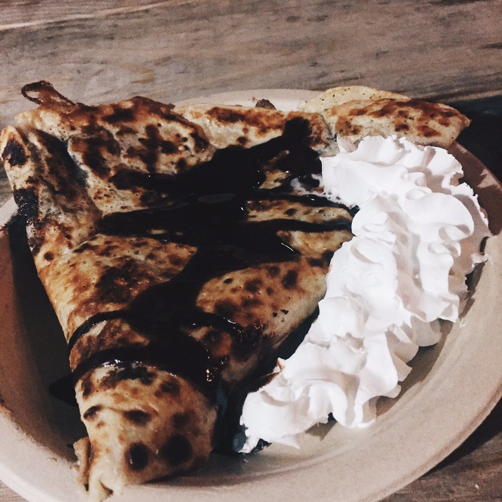 Peanut butter and dark chocolate crepe! Peanut butter and dark chocolate crepe!