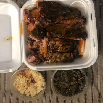 Bruh Mans BBQ - 3 meat combo: Ribsx2 and spicy sausage with Mac N Cheese and collard greens - Barbeque Near Me - Tampa, Florida Bruh Mans BBQ - 3 meat combo: Ribsx2 and spicy sausage with Mac N Cheese and collard greens - Barbeque Near Me - Tampa, Florida