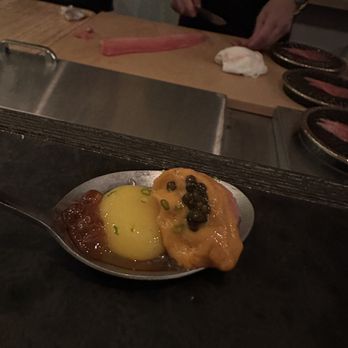 Umami Omakase - Eggs galore. Ikura, quail egg, uni, caviar - Japanese Near Me - Cambridge, Massachusetts