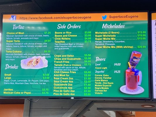 Menu photo 1 El Super Taco Eugene, OR