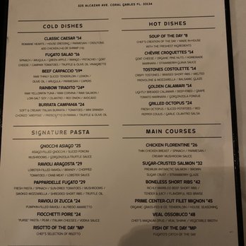Fugato - Dinner menu - Mediterranean Near Me - Coral Gables, Florida
