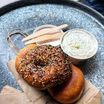 PopUp Bagels - Everything, Salt, and Plain w/ Scallion Cream Cheese - Bagels Near Me - New York, New York