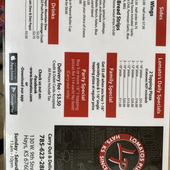 Lomatos Pizza - Menu - Pizza Near Me - Hays, Kansas Lomatos Pizza - Menu - Pizza Near Me - Hays, Kansas