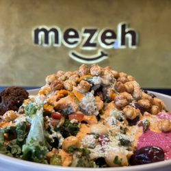 Mezeh - Falafels with a chicken bowl. Oh my so so good
