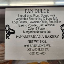 Panamericana Bakery - No Trans Fat.... Impressed!!!