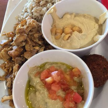 FelFel Mediterranean - Chicken shawarma, hummus, brown rice, baba ghanoush, and falafel - Mediterranean Near Me - Denver, Colorado