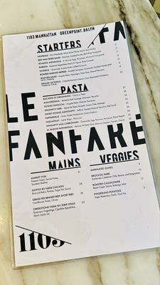 Menu photo 1 Le Fanfare Brooklyn, NY