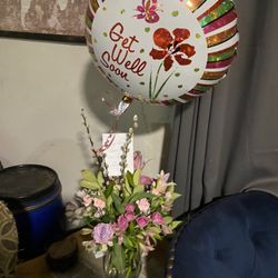 Sierra Flowers - Arrangement and get well soon balloon!