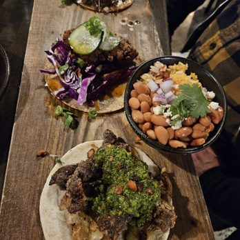 Tipsy Taco Cantina - Three taco platter with rice and beans - Bars Near Me - Latham, New York
