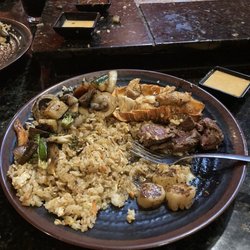 Nami Japanese Steakhouse & Sushi Bar - Habachi fried rice and veggies with filet scallops and lobster