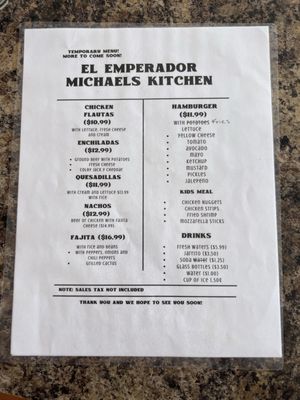 Menu photo 2 El Emperador Michaels Kitchen Waco, TX Menu photo 2 El Emperador Michaels Kitchen Waco, TX