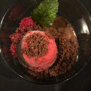 L'Atelier Maître Albert - The chocolate cream and raspberry sorbet dessert - French Near Me - Paris, 75