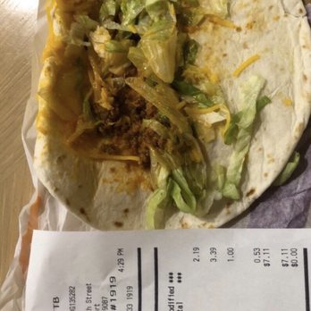 Taco Bell - Receipt showing taco supreme and the taco we got - Fast Food Near Me - Lockport, Illinois