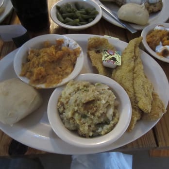 Ocoee Dam Deli - Blue plate special - fried catfish, sweet potato casserole, and corn bread dressing. - American Near Me - Ocoee, Tennessee Ocoee Dam Deli - Blue plate special - fried catfish, sweet potato casserole, and corn bread dressing. - American Near Me - Ocoee, Tennessee