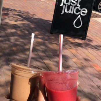 Just Juice 4 Life - Almond Joy Smoothie (left) and Hot Pink Smoothie (right) - Juice Bars & Smoothies Near Me - Rochester, New York Just Juice 4 Life - Almond Joy Smoothie (left) and Hot Pink Smoothie (right) - Juice Bars & Smoothies Near Me - Rochester, New York