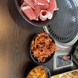 Yummy's BBQ and Sushi - Chadol (in the big bowl), Spicy Bulgogi and Tteokbokki
