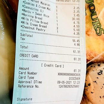 Tous Les Jours - Receipt from our trip. - Coffee & Tea Near Me - Westminster, Colorado Tous Les Jours - Receipt from our trip. - Coffee & Tea Near Me - Westminster, Colorado