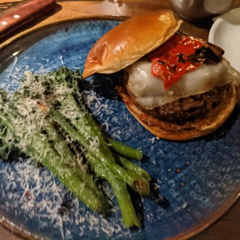 Eureka! - Bison burger with broccolini - American Near Me - Mountain View, California Eureka! - Bison burger with broccolini - American Near Me - Mountain View, California