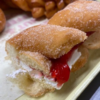 Dreaming Donuts - Twist with strawberry and whipped cream filling - Donuts Near Me - Owasso, Oklahoma