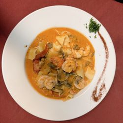 Lobster pasta with shrimp over Pappardelle pasta
