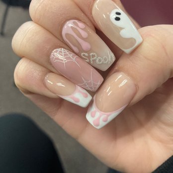 Mink Nails & Spa - Full set Halloween nails coffin shape - Nail Salons Near Me - Thousand Oaks, California