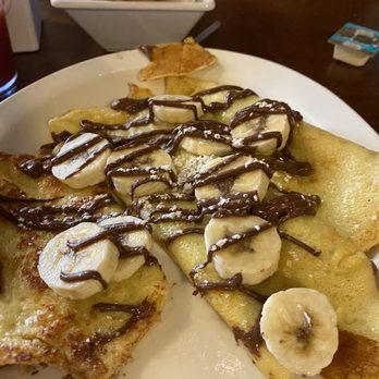 Eggsellent Cafe - Banana Nutella crepes (lukewarm, dry) - Breakfast & Brunch Near Me - Carrollton, Texas Eggsellent Cafe - Banana Nutella crepes (lukewarm, dry) - Breakfast & Brunch Near Me - Carrollton, Texas