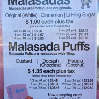Leonard's Bakery - Price list, Dec. 2012 - Bakeries Near Me - Waipahu, Hawaii