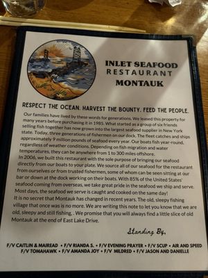 Menu photo 2 Inlet Seafood Restaurant Montauk, NY