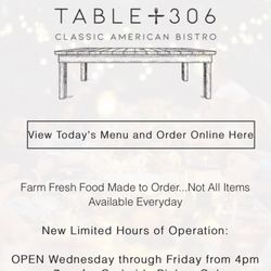 Table 306 - Logo and concept description, plus hours of operation