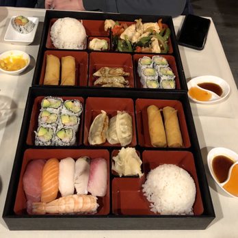Tokyo Steakhouse - 2 bento boxes (Thai basil chicken and sushi) - Japanese Near Me - Queensbury, New York Tokyo Steakhouse - 2 bento boxes (Thai basil chicken and sushi) - Japanese Near Me - Queensbury, New York