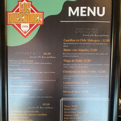 Menu photo 3 Los Ruizenores Sylmar, CA