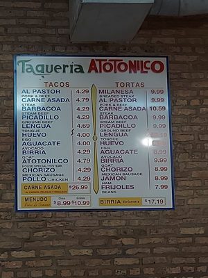 Menu photo 1 Taquerias Atotonilco Chicago, IL