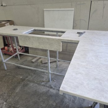 Measure Twice Stone Tile - Preparation of sink countertop with apron - Countertop Installation Near Me - Palmdale , California Measure Twice Stone Tile - Preparation of sink countertop with apron - Countertop Installation Near Me - Palmdale , California
