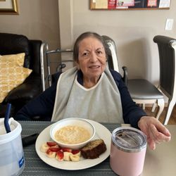 Dania’s Senior Home - Mom enjoying a healthy breakfast