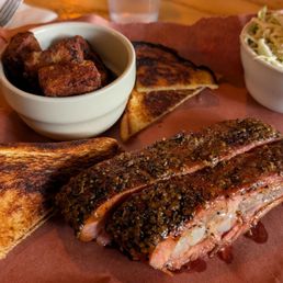 Pork ribs, Texas toast, tots, slaw Pork ribs, Texas toast, tots, slaw