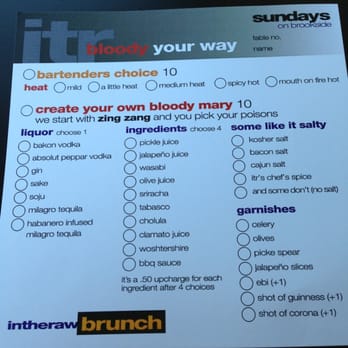 In the Raw Sushi - Build your own Bloody Mary order form - Sushi Bars Near Me - Tulsa, Oklahoma In the Raw Sushi - Build your own Bloody Mary order form - Sushi Bars Near Me - Tulsa, Oklahoma