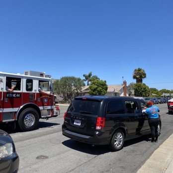 Scooter's Real Italian Ice - Fire department visiting our birthday, with Scooters taking orders via car. - Food Trucks Near Me