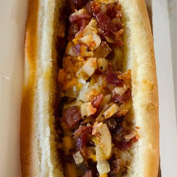 Wienerschnitzel - Texas BBQ Hotdog with cheese, onion and bacon - Hot Dogs Near Me - Dixon, California