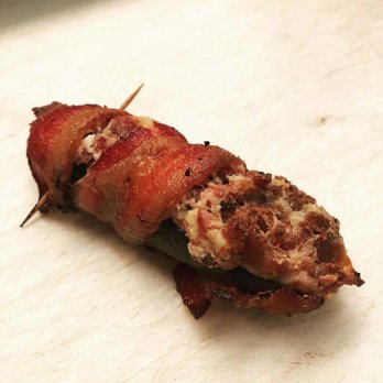 Ernie's Pit Barbecue - Ernie Bombs (jalapeños stuffed with brisket, jalapeño cheddar sausage & cream cheese then wrapped in bacon). Saturdays Only - Barbeque Near Me - Greenville, Texas